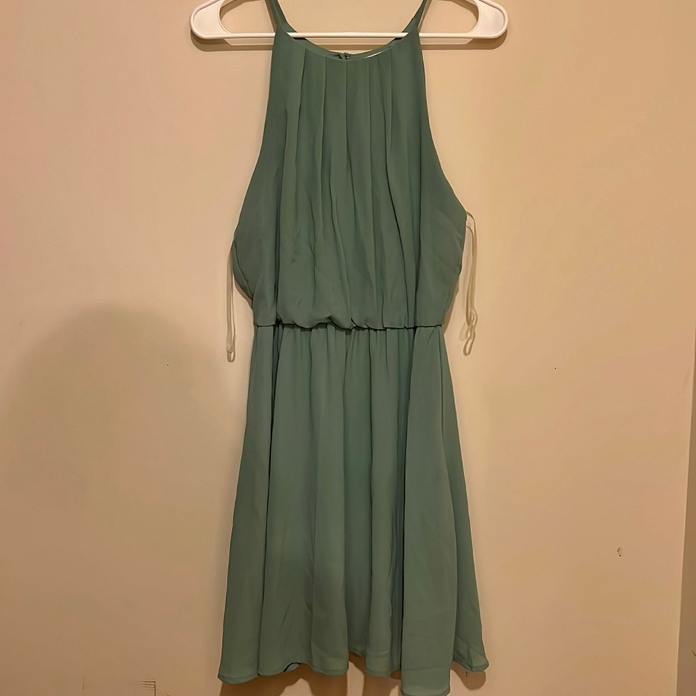 Sage chiffon cocktail dress